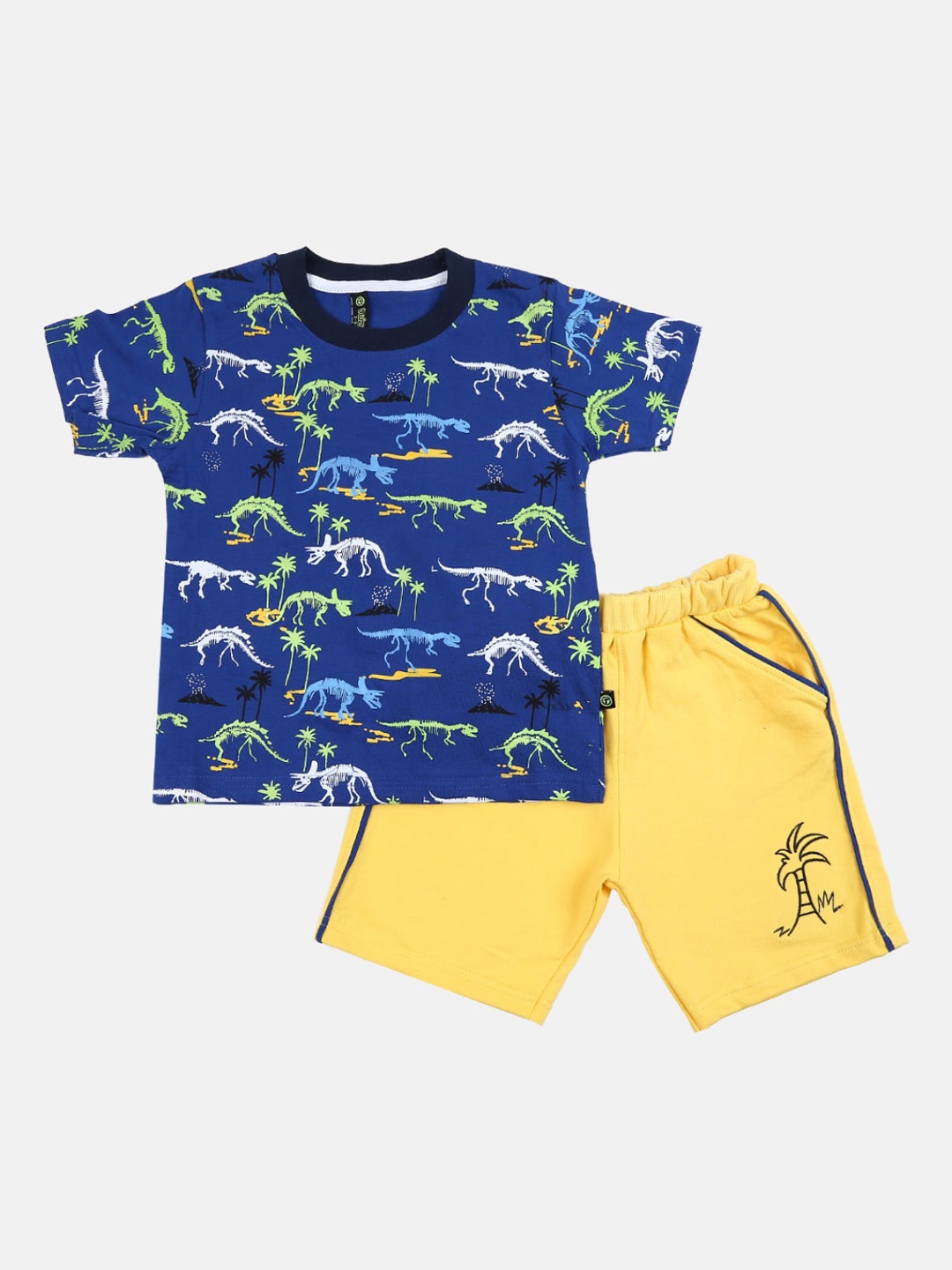

V-Mart Boys Blue & Yellow Printed T-shirt with Shorts