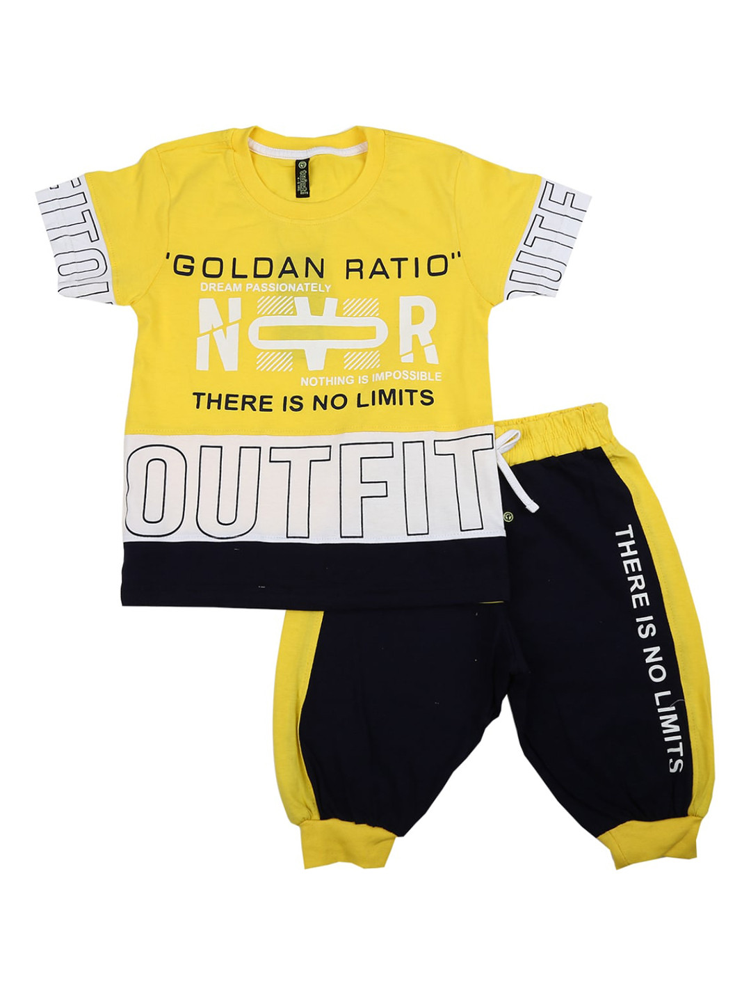 

V-Mart Unisex Kids Yellow & Black Printed T-shirt with Shorts