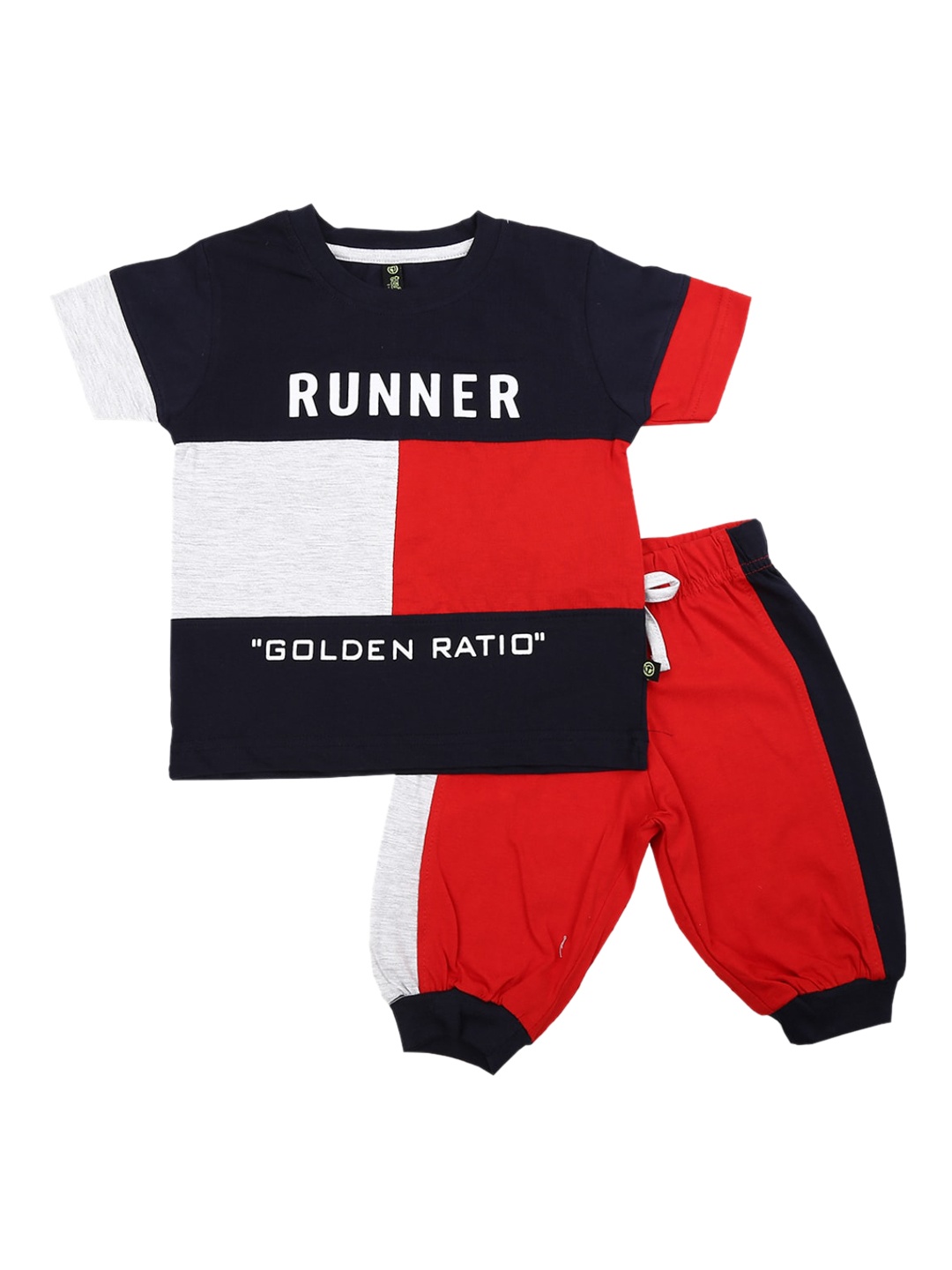 

V-Mart Kids Navy Blue & Red Printed Cotton Clothing Set