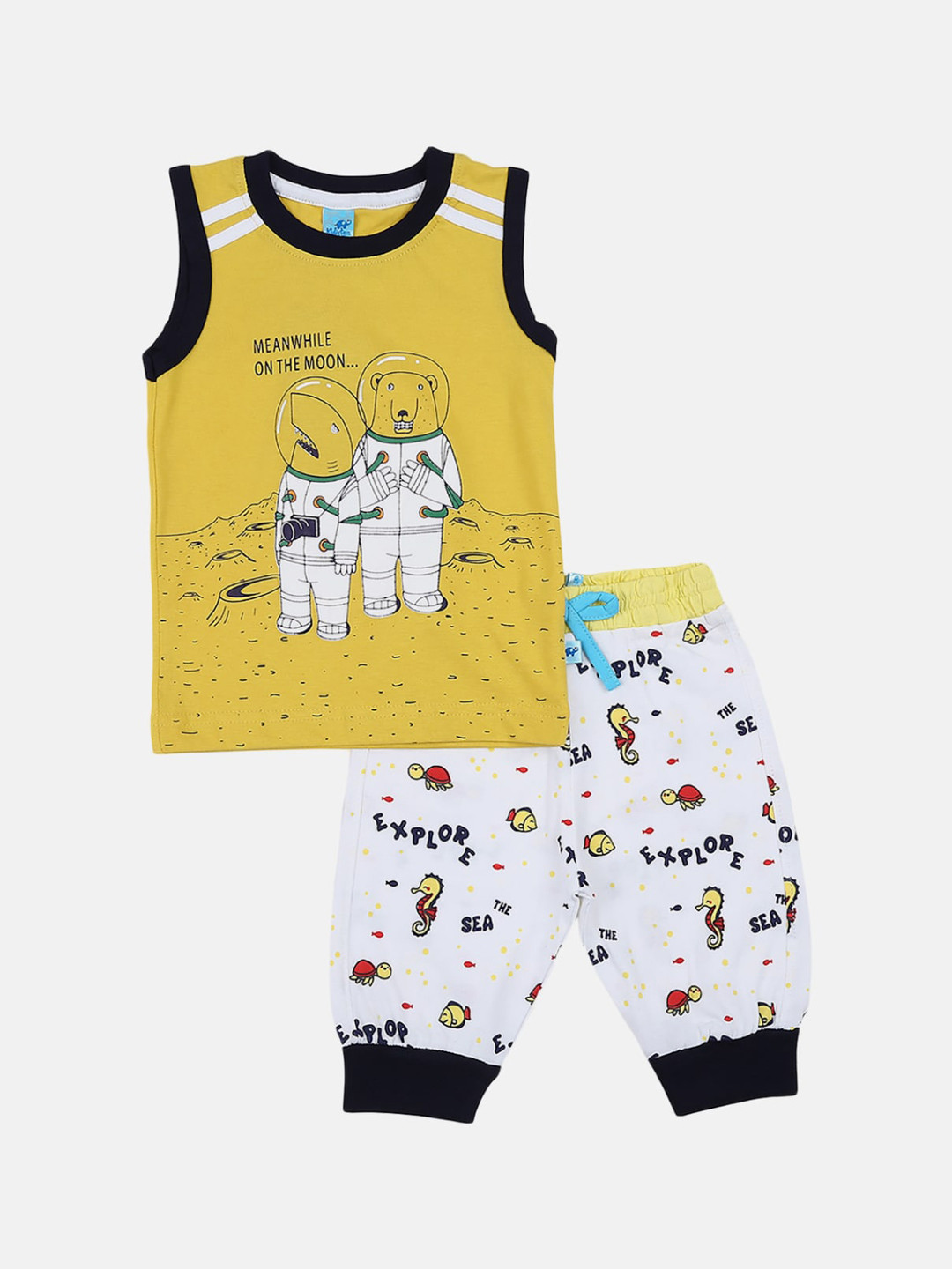 

V-Mart Kids Mustard & White Printed T-shirt with Capris