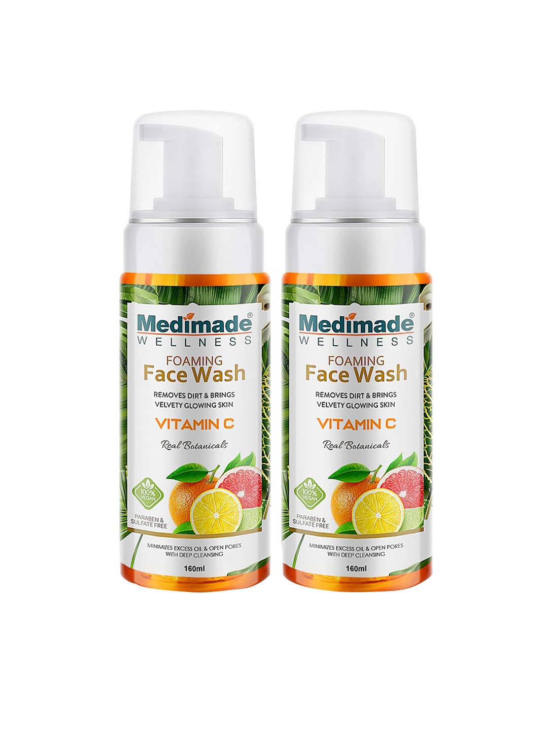 

Medimade Set of 2 Vitamin C Foaming Face Wash for Excess Oil & Open Pores - 160ml each, White