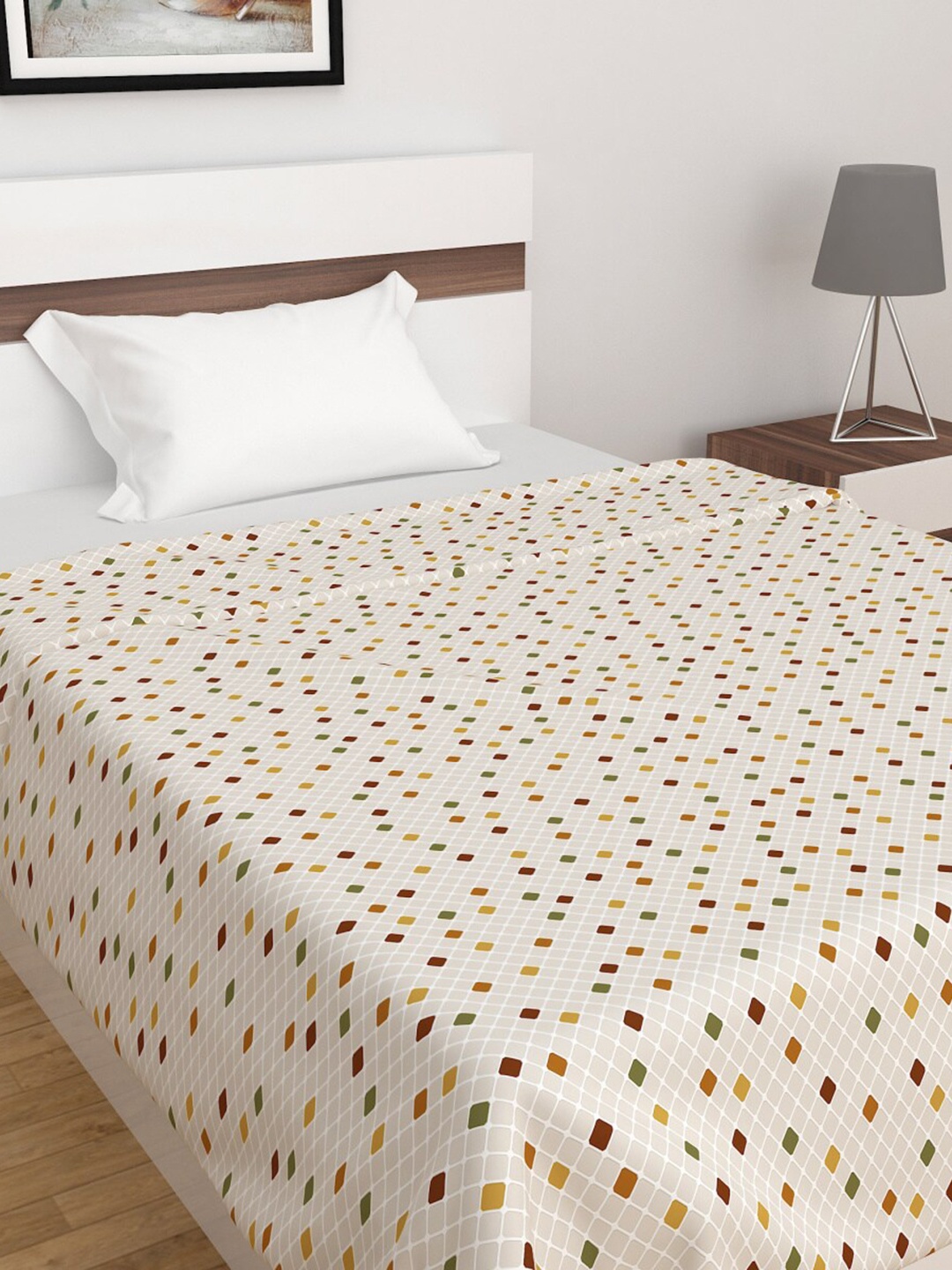 

Home Centre Geometric AC Room 350 GSM Single Bed Dohar, Cream