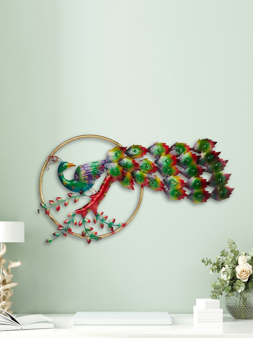 

Home Centre Corsica Mayur Multicolour Peacock Metal Wall Decor, Multi