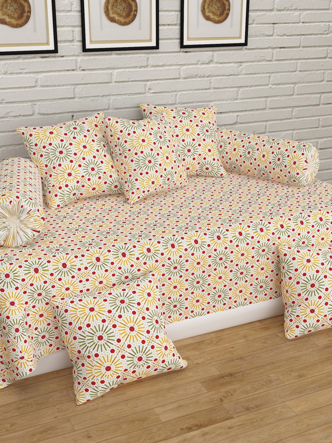 

Home Centre 8 Pcs Harold Printed Cotton Diwan Set, Multi