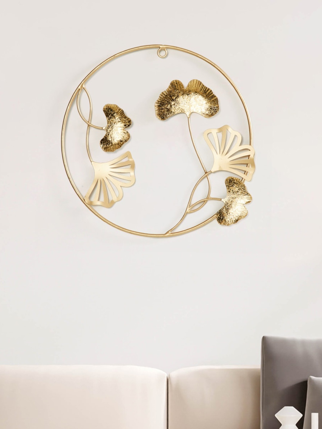 

Home Centre Iliano Iron Round Floral Wall Art, Gold