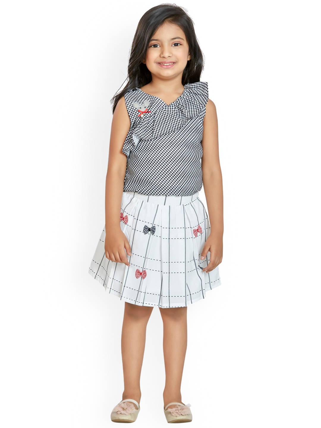 

Peppermint Girls Black & White Checked Top with Skirt