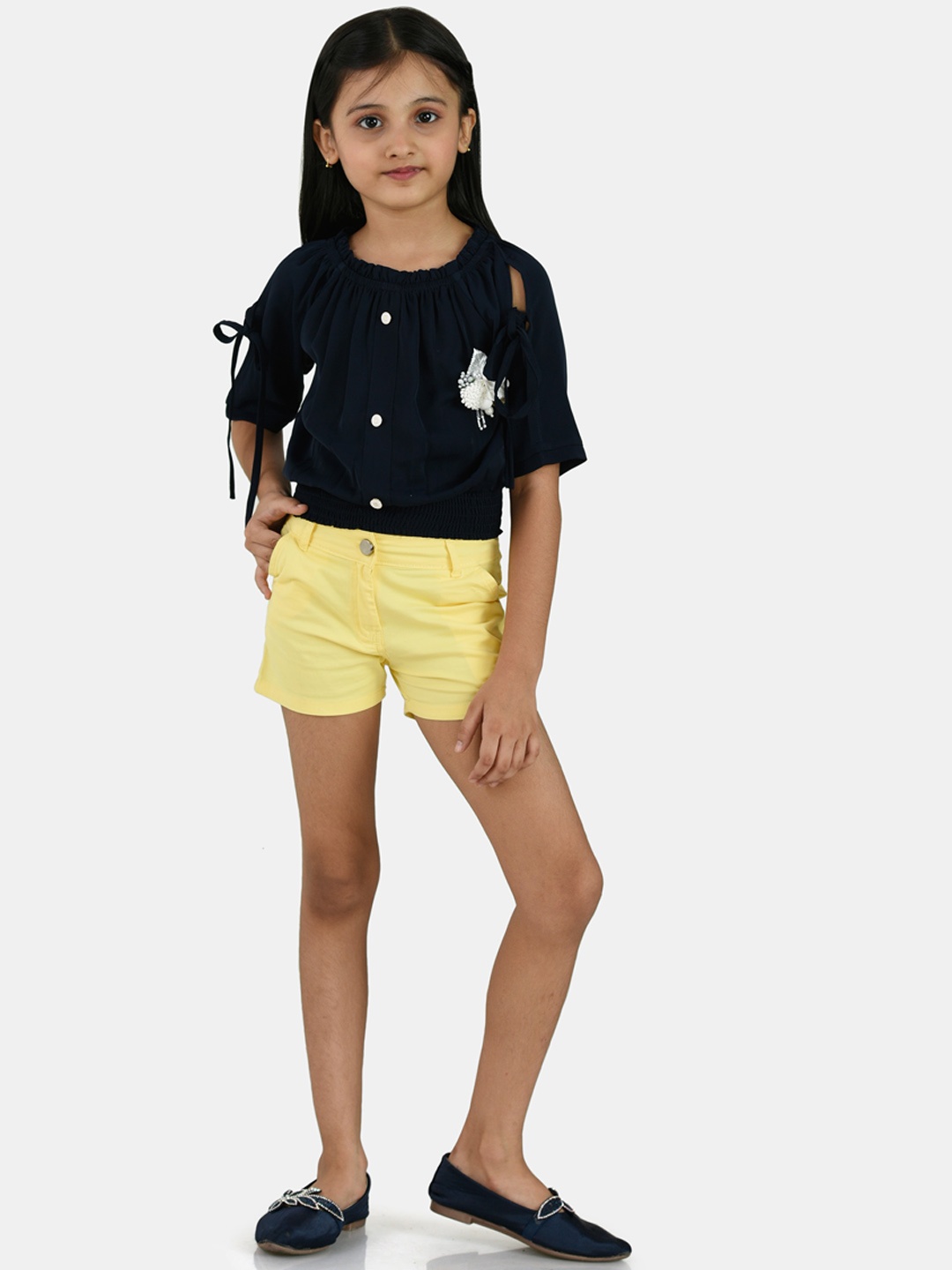 

Peppermint Girls Navy Blue & Yellow Top with Shorts