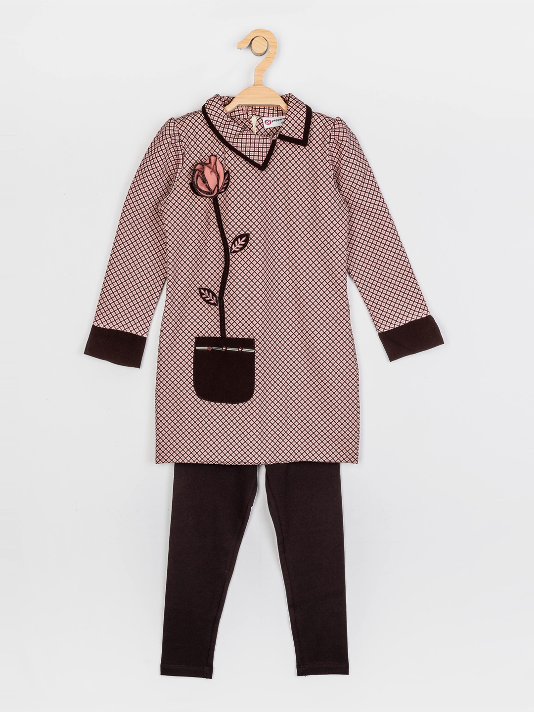 

Peppermint Girls Brown Printed Tunic with Leggings