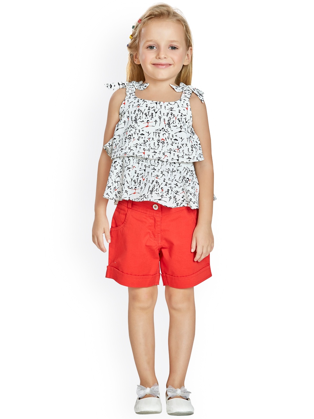 

Peppermint Girls Red & White Printed Top with Shorts
