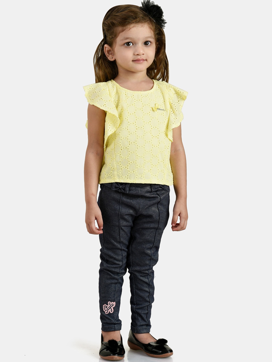 

Peppermint Girls Yellow & Grey Top with Trousers