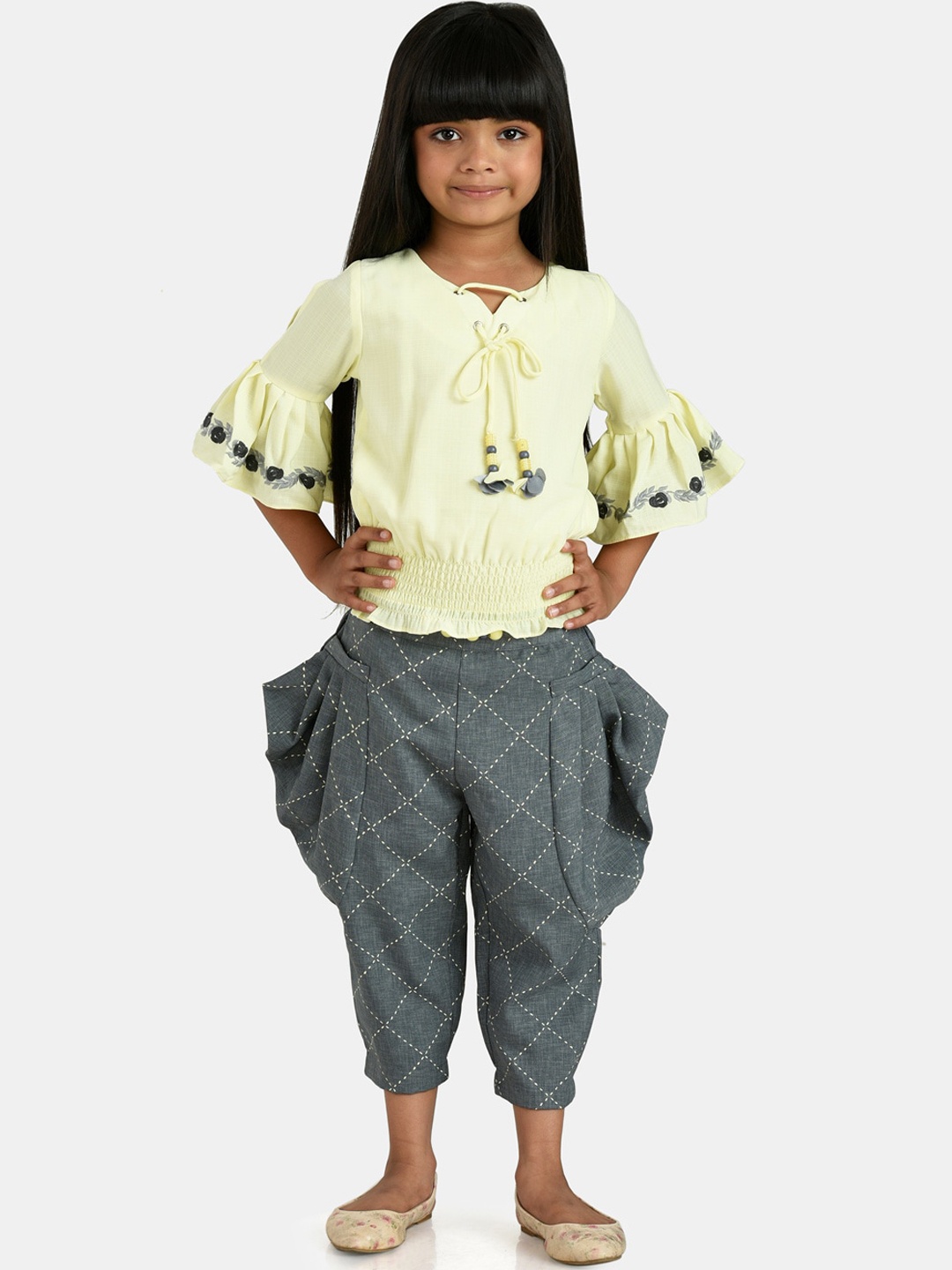 

Peppermint Girls Yellow & Grey Top with Trouser