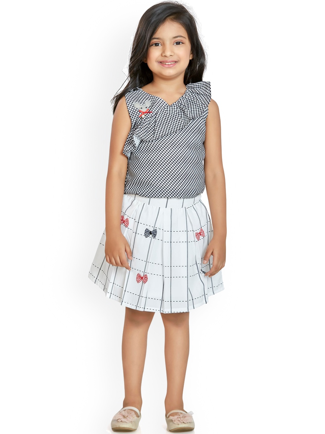 

Peppermint Girls Black & White Checked Top with Skirt