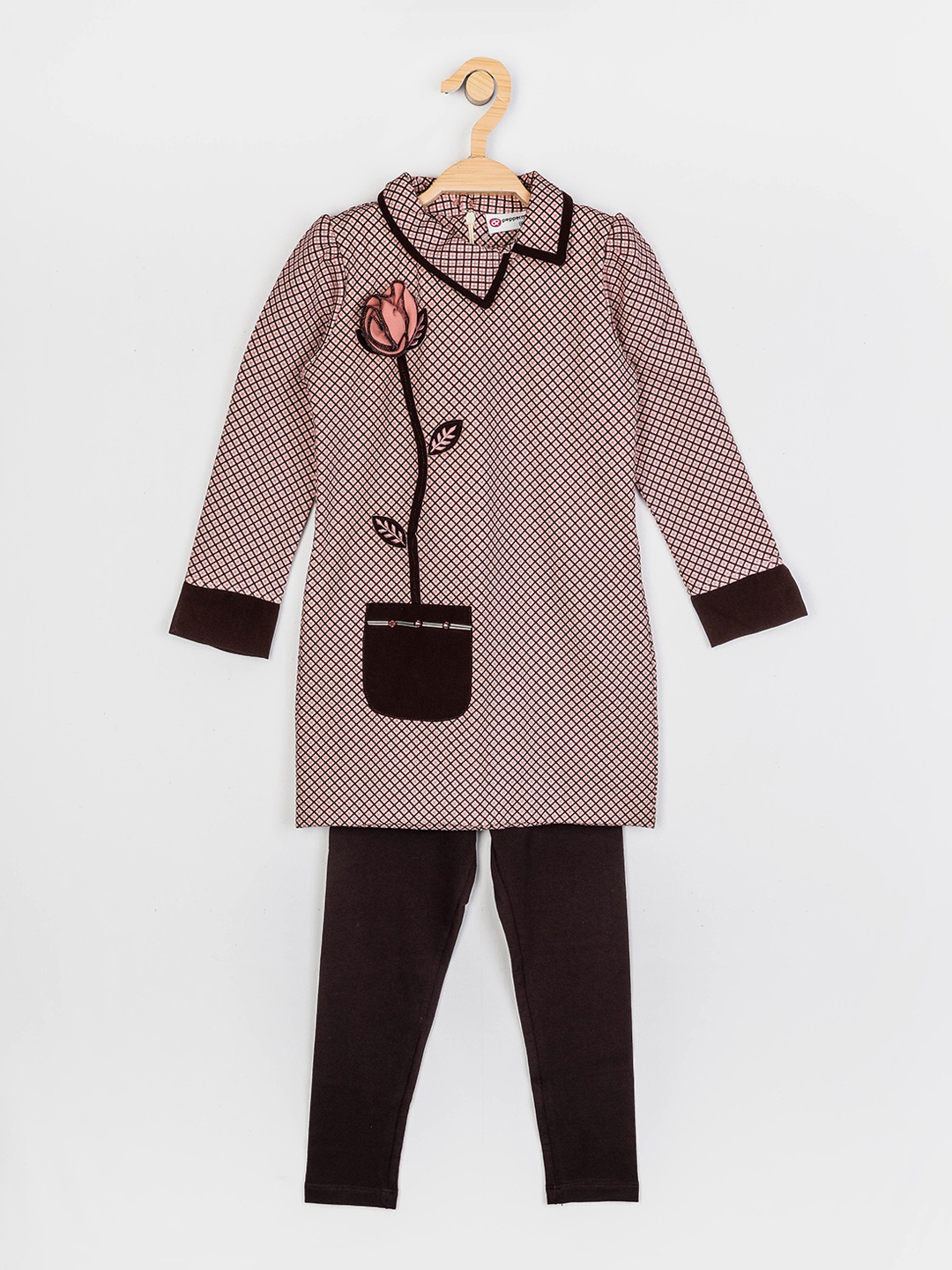

Peppermint Girls Brown & Black Printed Tunic with Leggings