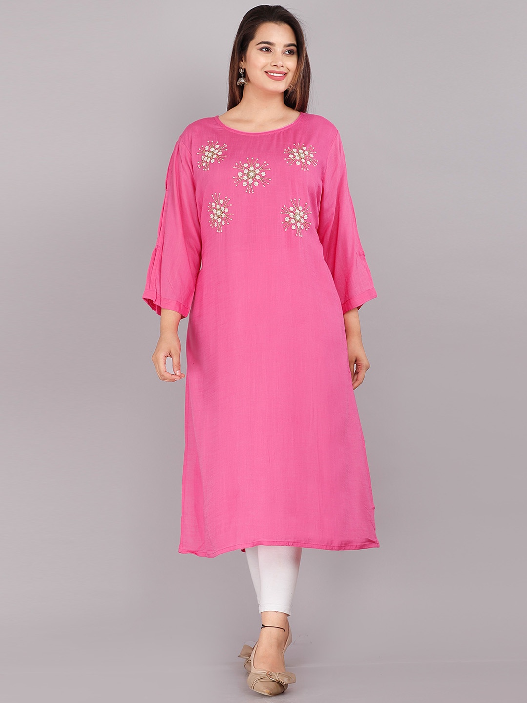 

KALINI Women Pink Ethnic Motifs Embroidered Kurta