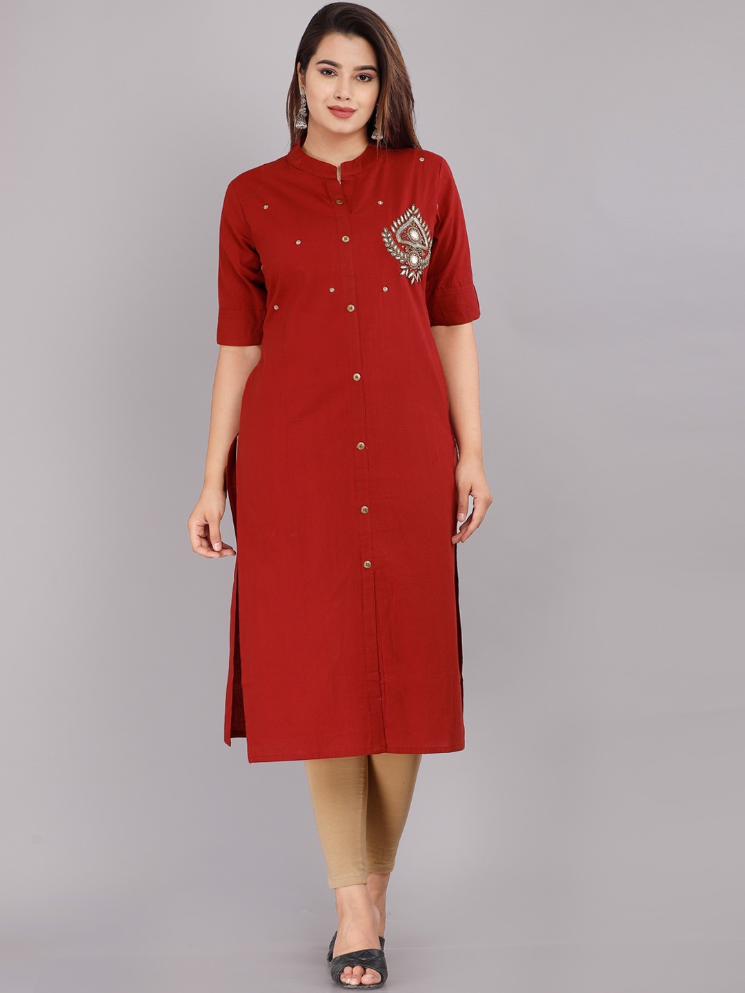 

KALINI Women Maroon Embellished Kurta