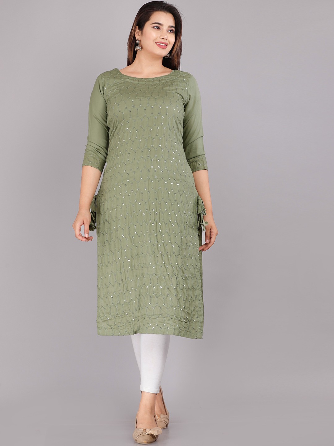 

KALINI Women Green Embroidered Kurta