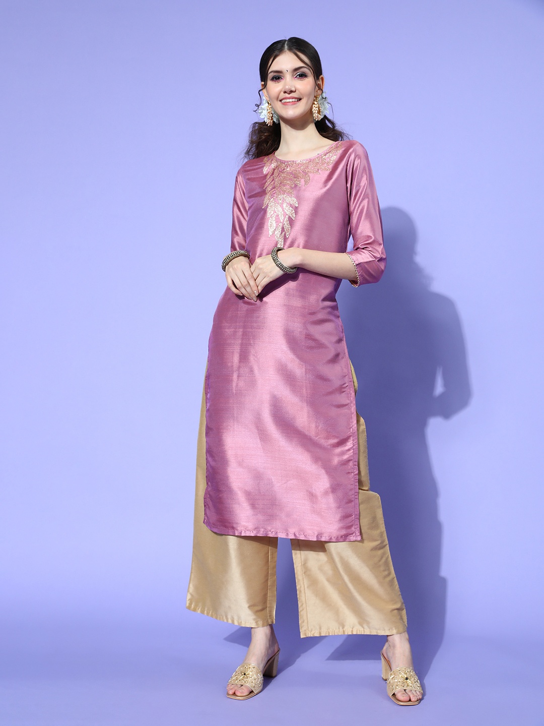 

Tikhi Imli Women Lavender Art Silk Bling it On Kurta