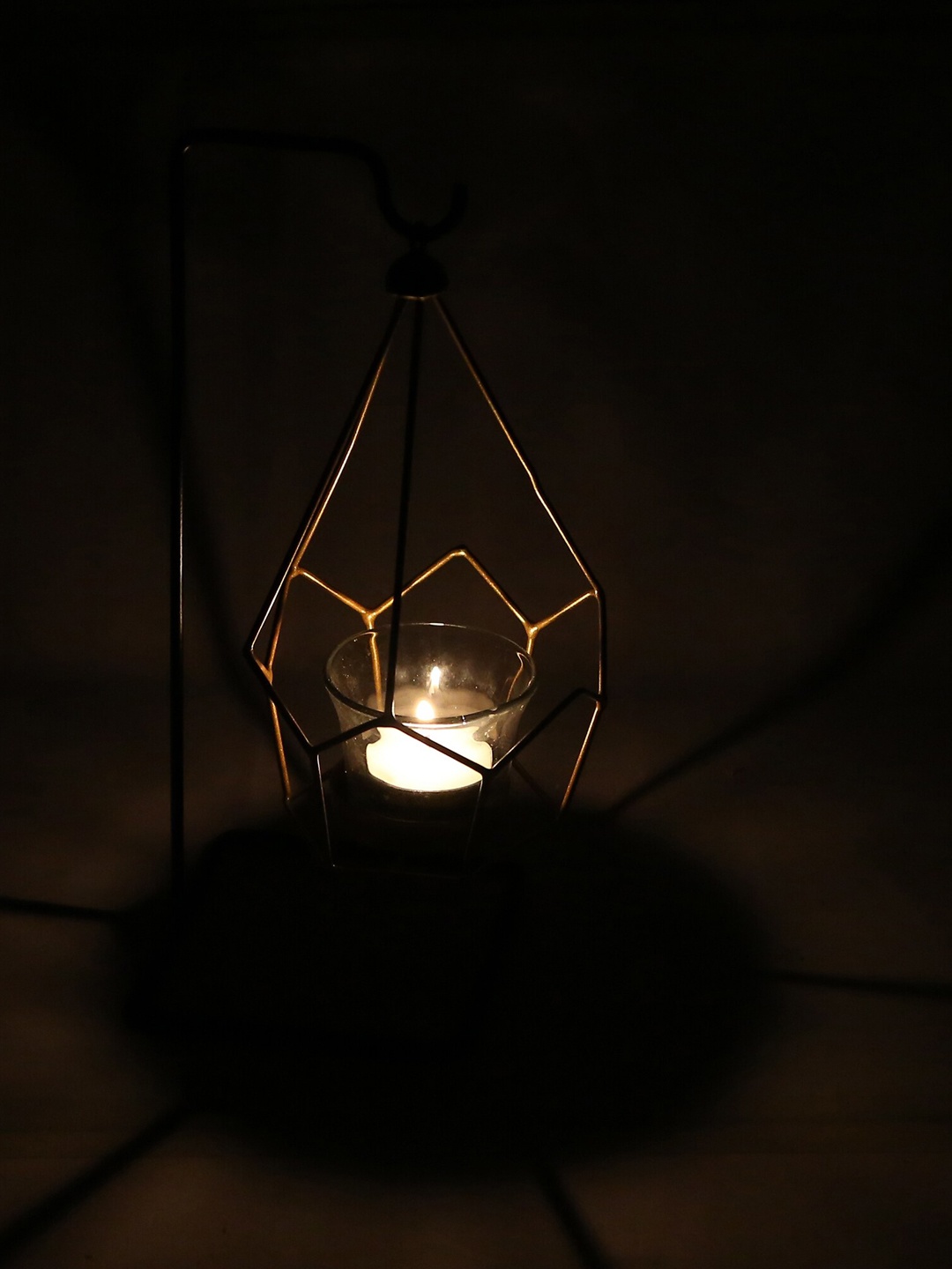 

HomeTown Gold-Toned & Black Metal Candle Holder