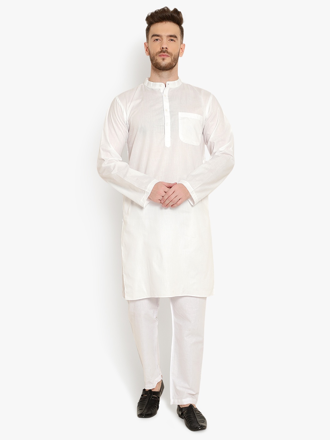 

Latest Chikan Garments Men White Thread Work White Romance Kurta