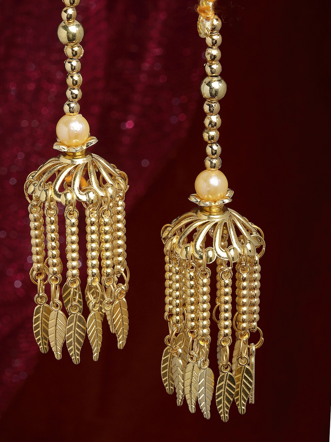 PANASH Pack Of 2 Women Gold-Plated Pearls Layered Kaleera Set