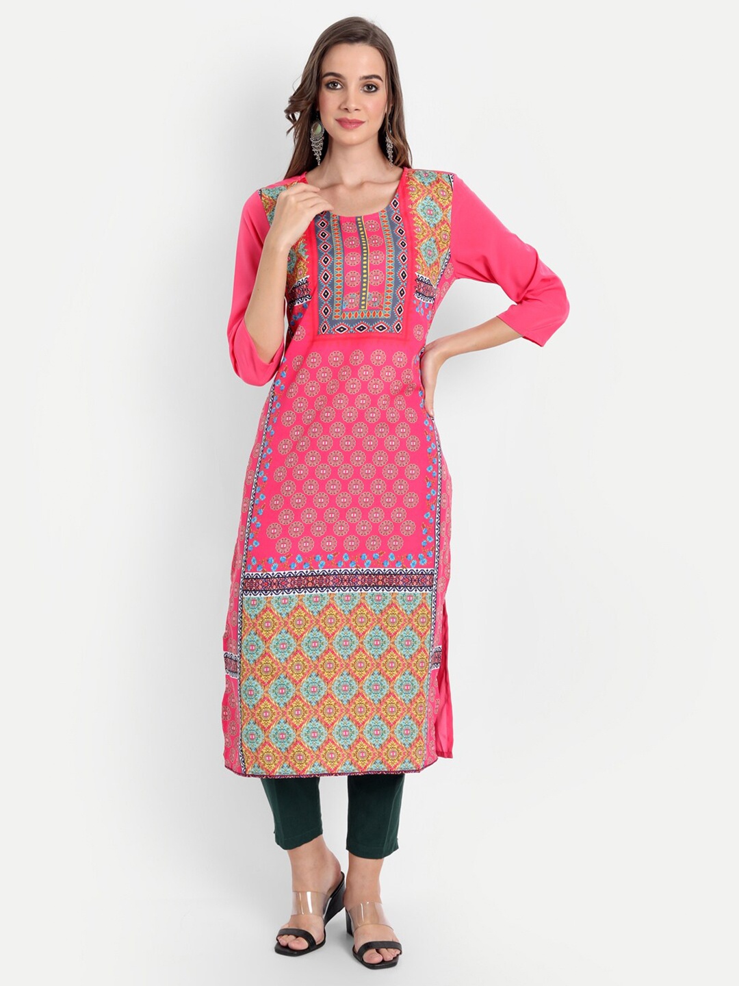 

Soan Women Pink Printed Crepe Kurta