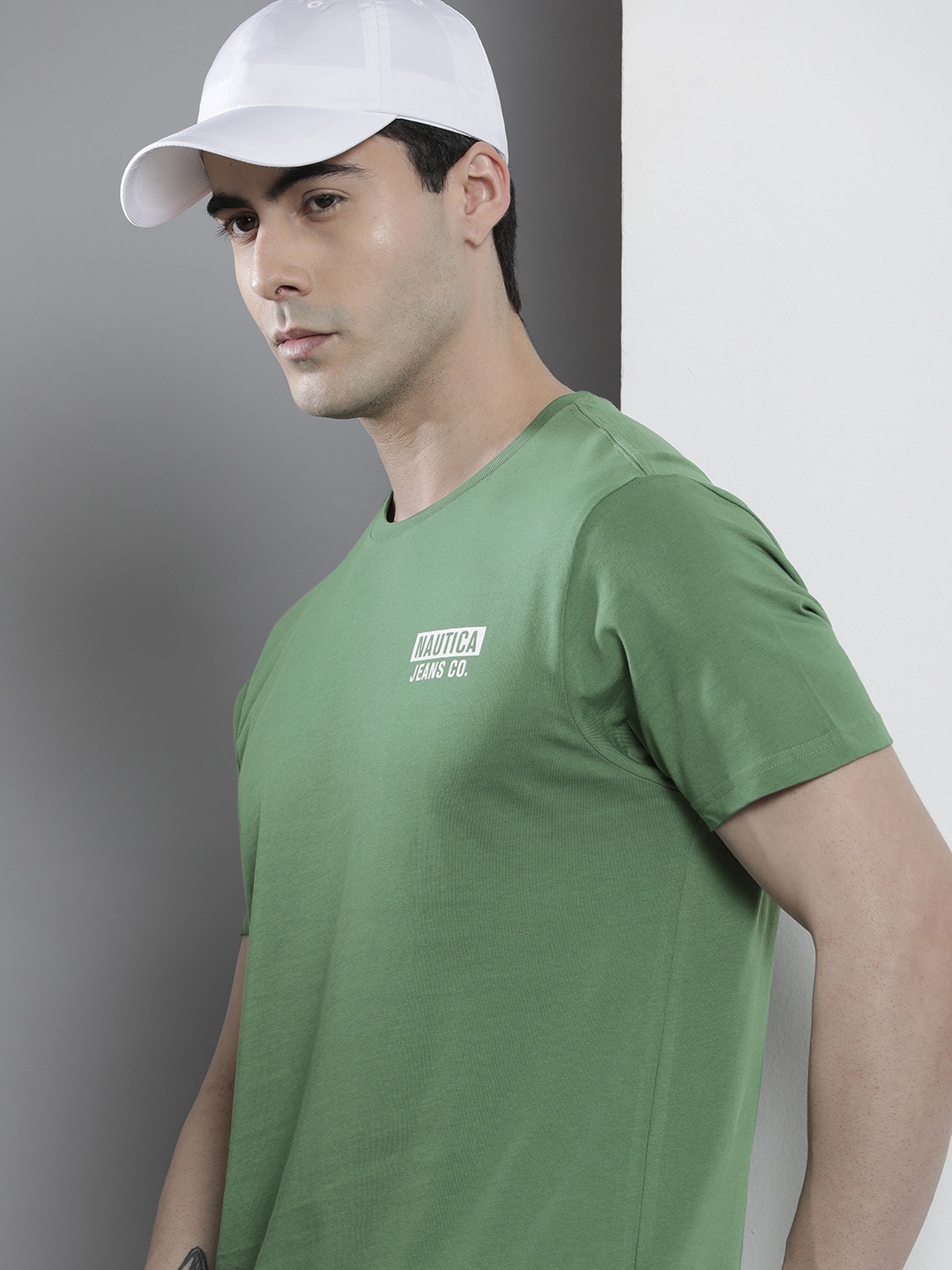 

Nautica Brand Logo Printed Pure Cotton T-shirt, Green