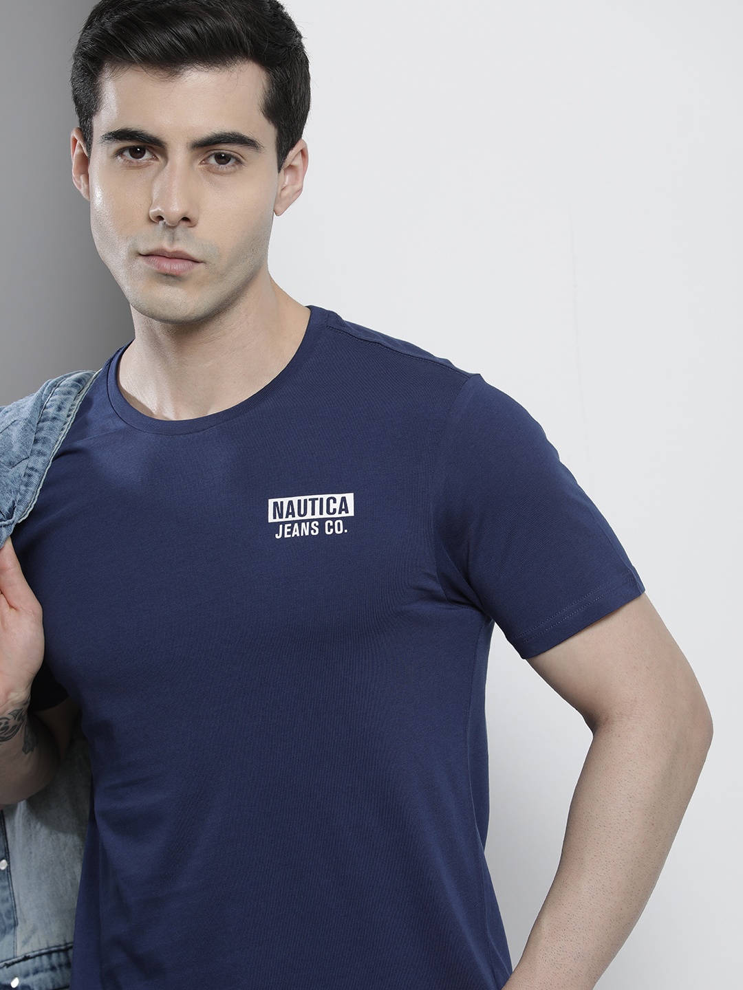 

Nautica Brand Logo Printed Pure Cotton T-shirt, Navy blue