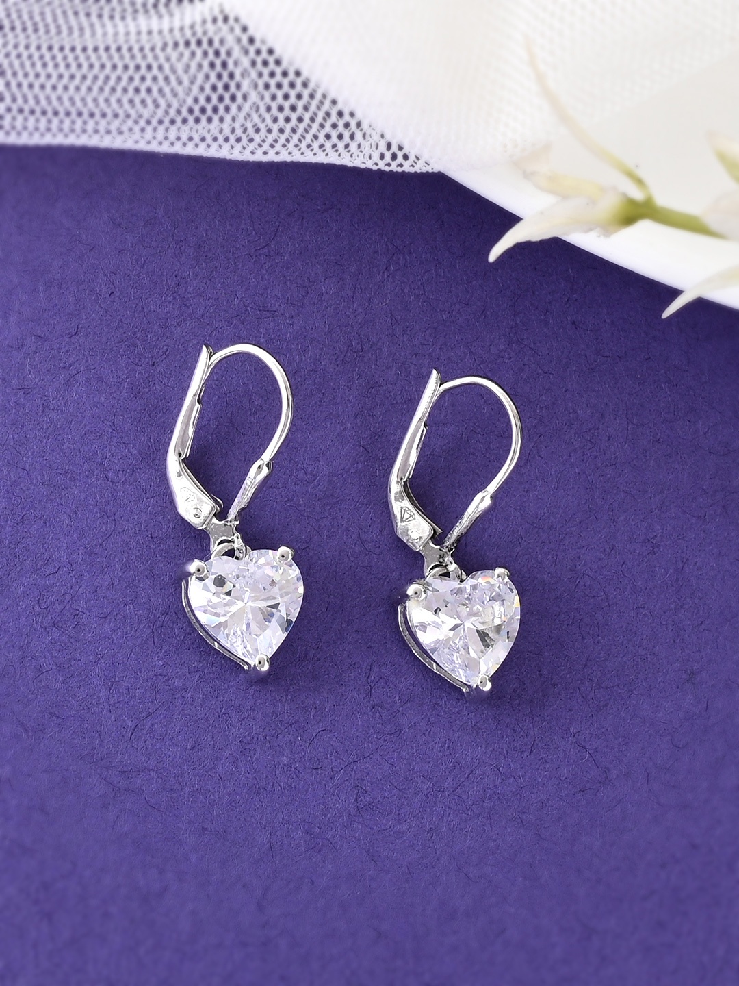 

Studio Voylla Silver-Toned Rhodium Plated Contemporary Drop Earrings