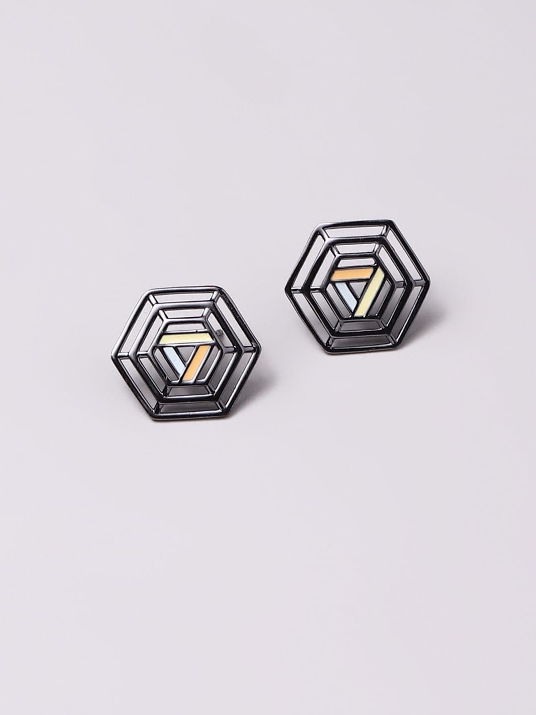 

Voylla Black Contemporary Studs Earrings