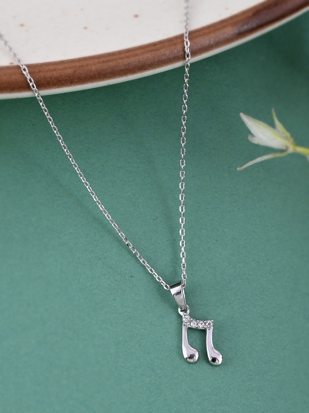 

Studio Voylla 925 Sterling Silver American Diamond CZ Exquisite Music Emblem Pendant