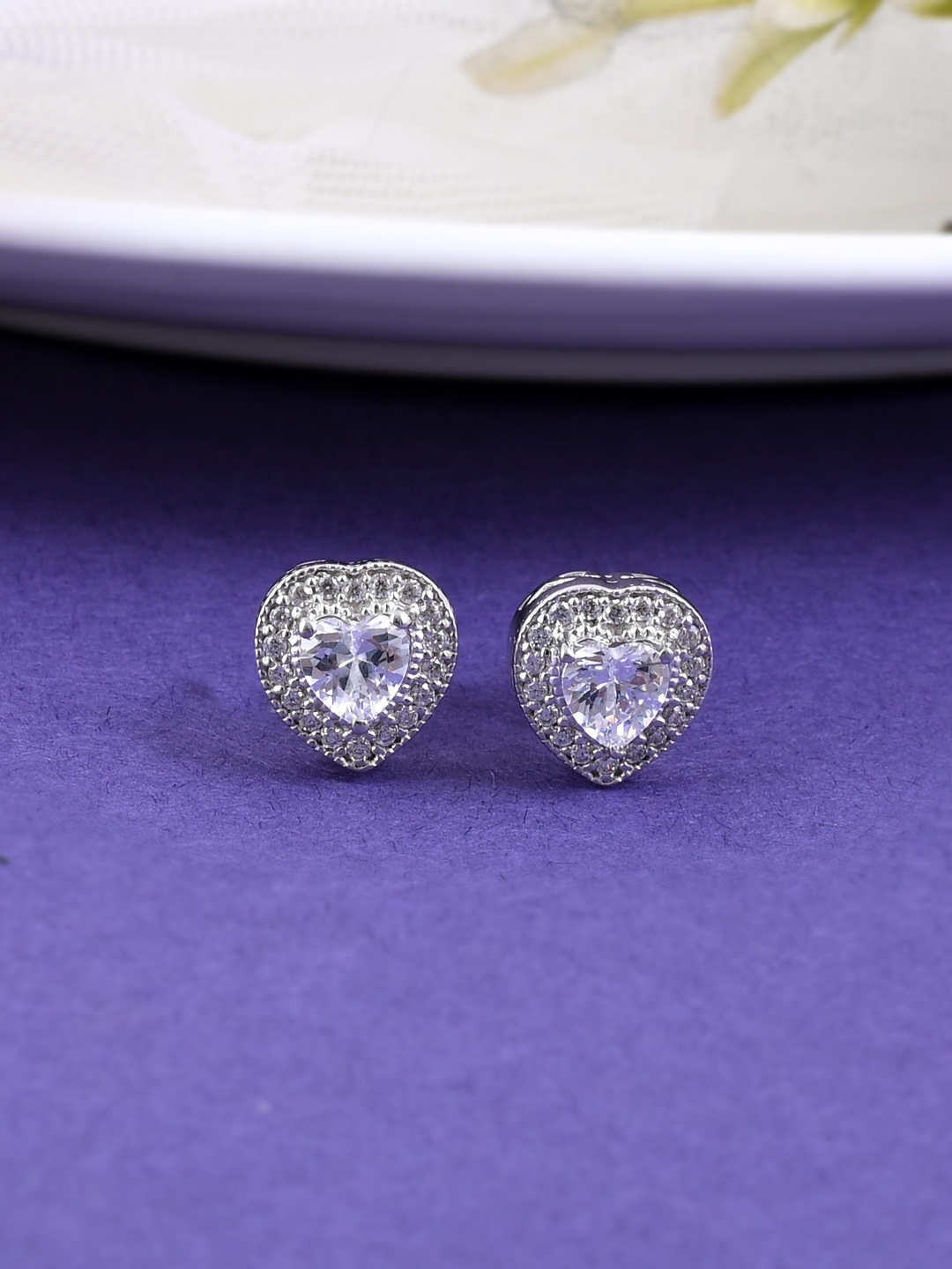 

Studio Voylla Women 925 Sterling Silver Heart Shaped Studs