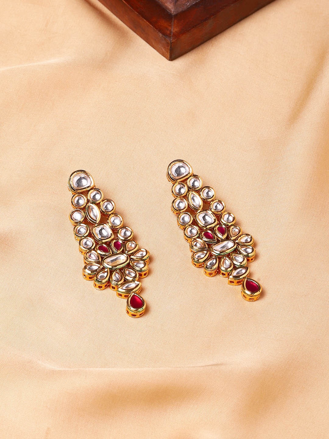 

Voylla Gold-Toned Contemporary Gold-Plated Drop Earrings