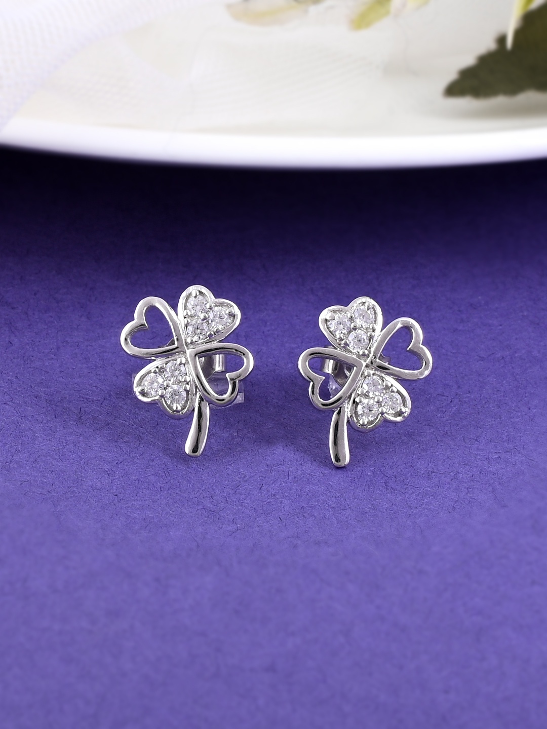 

Studio Voylla 925 Sterling Silver Floral Studs Earrings