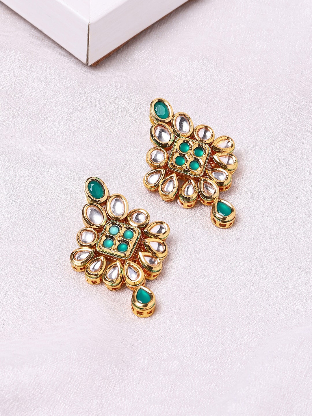 

Voylla Women Gold-Plated Contemporary Drop Earrings