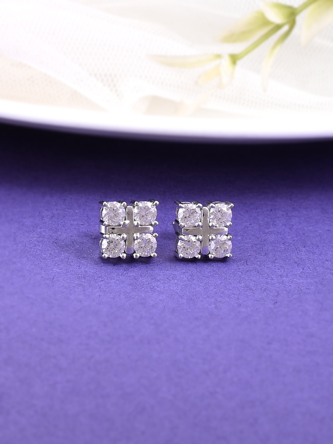 

Studio Voylla 925 Sterling Silver Square Studs Earrings