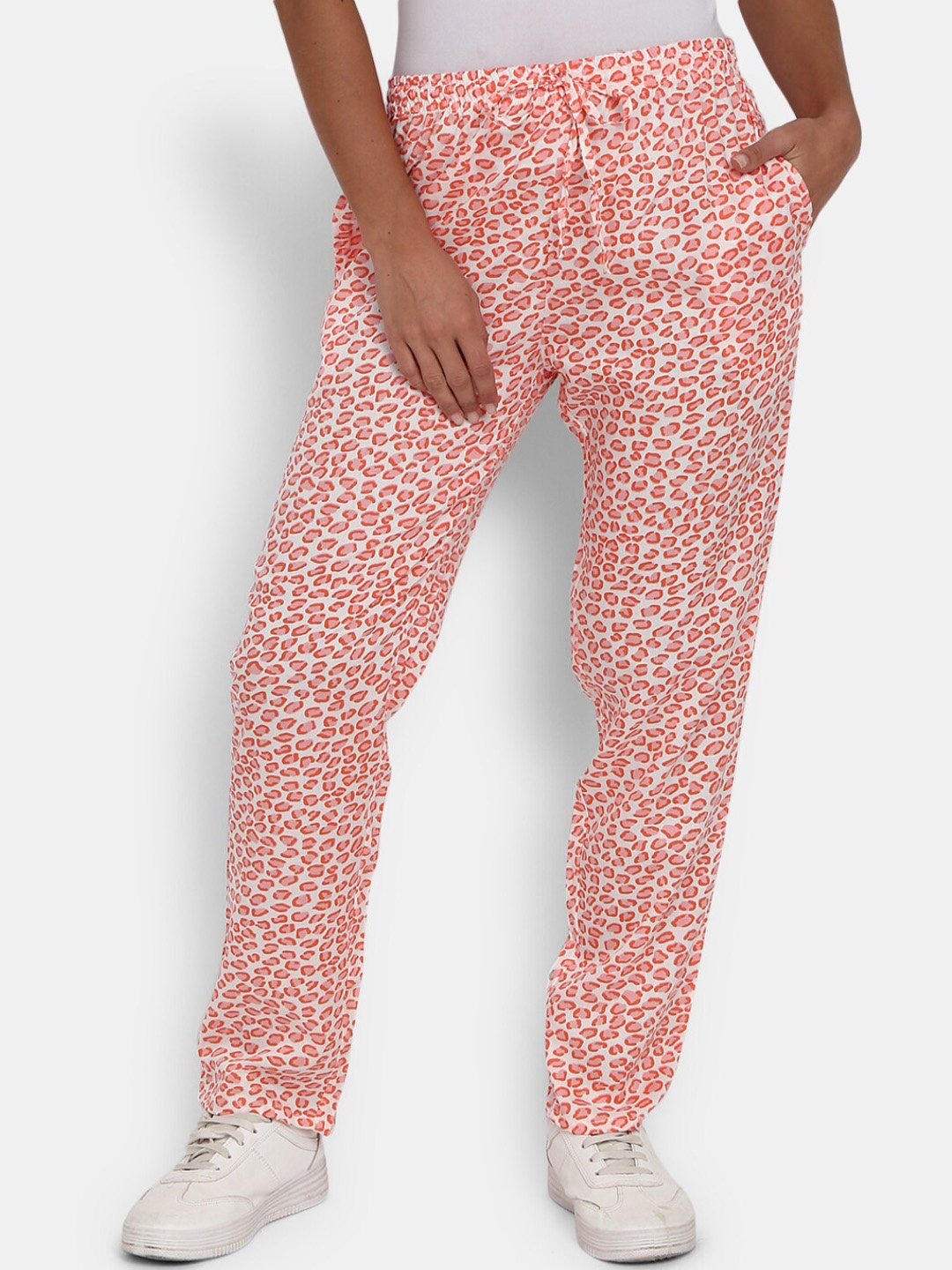 

V-Mart Off White & Orange Printed Lounge Pants