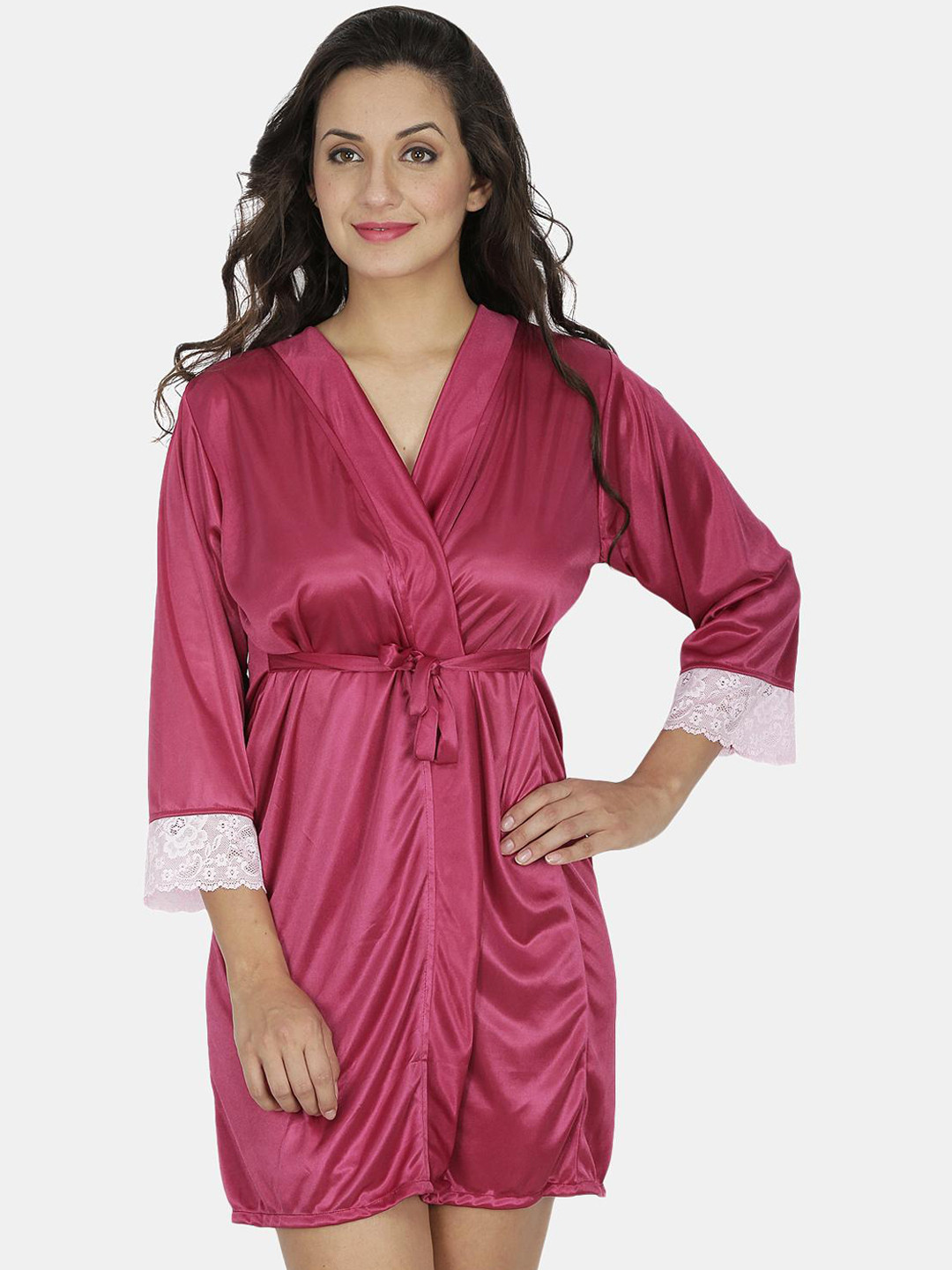 

Klamotten Women Rose Pink Satin Robe