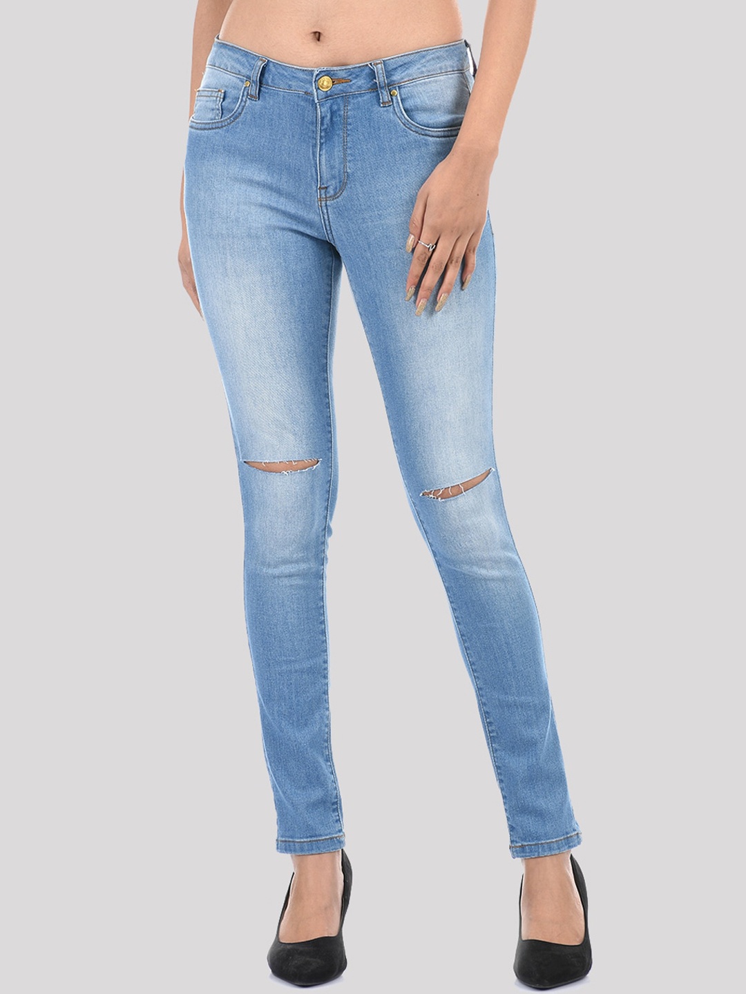 

TALIA Women Blue Skinny Fit Slash Knee Heavy Fade Stretchable Jeans