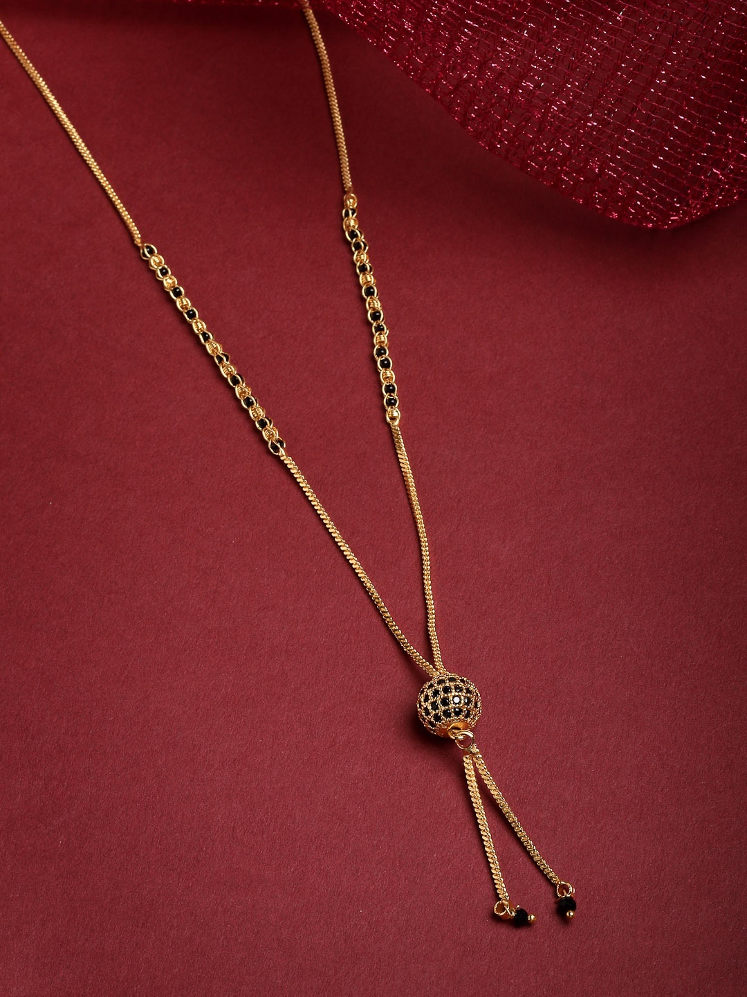 

PANASH Women Gold-Plated Black Beaded Mangalsutra
