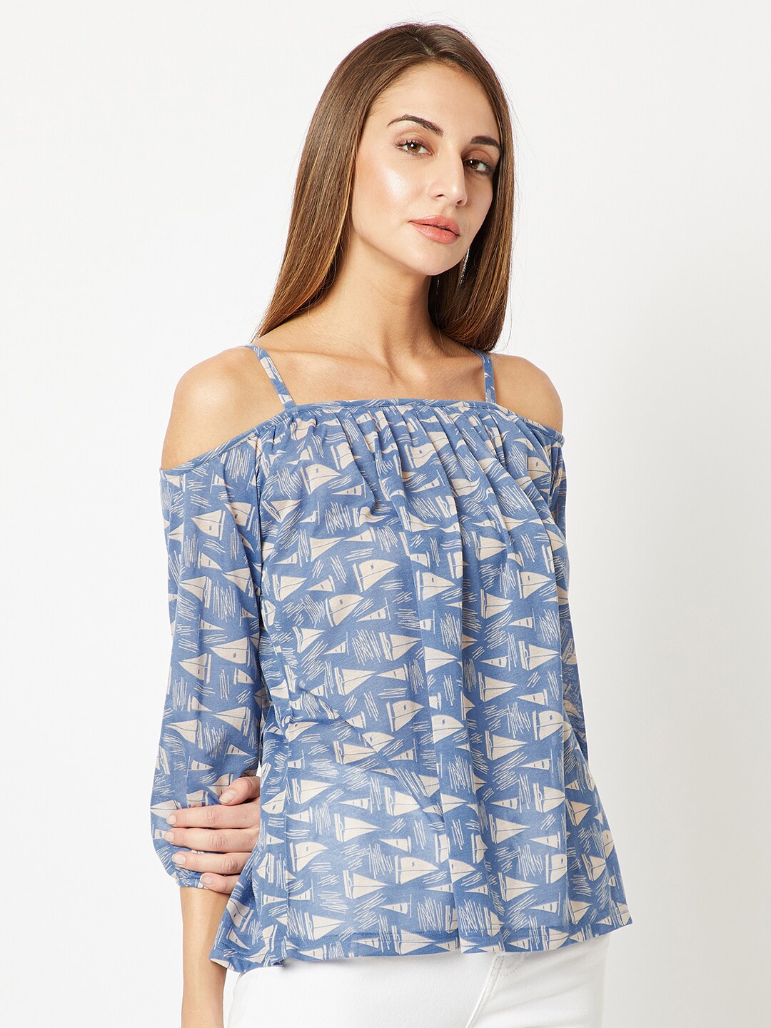 

Miss Chase Blue & Beige Printed Top