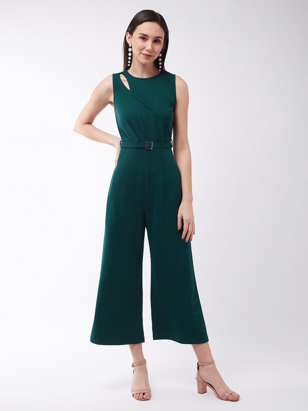 

Miss Chase Green Belted Basic Jumpsuit