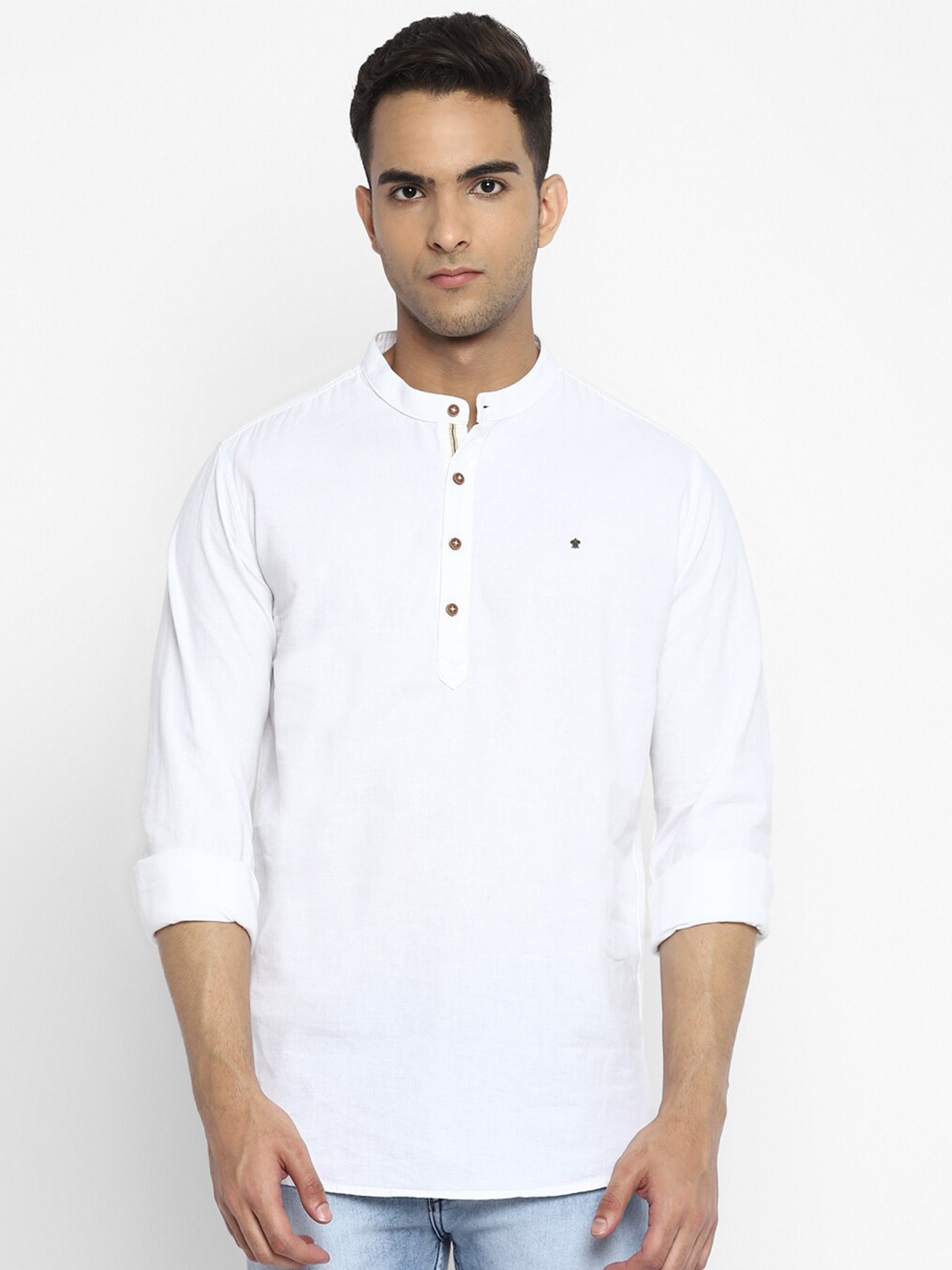 

Turtle Men White Slim Fit Linen Cotton Casual Shirt