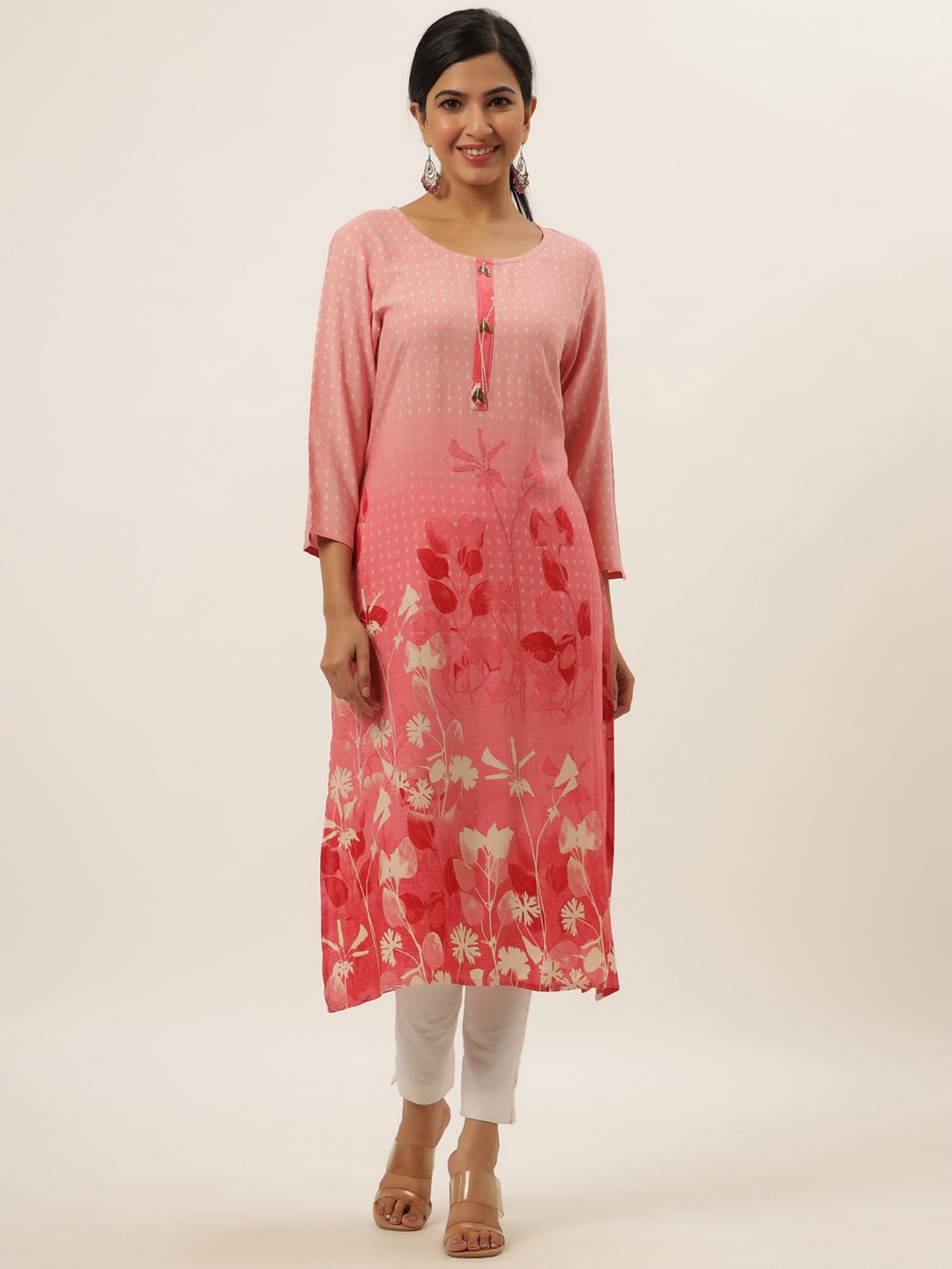 

DIVYANK Women Pink Printed Floral Kurta