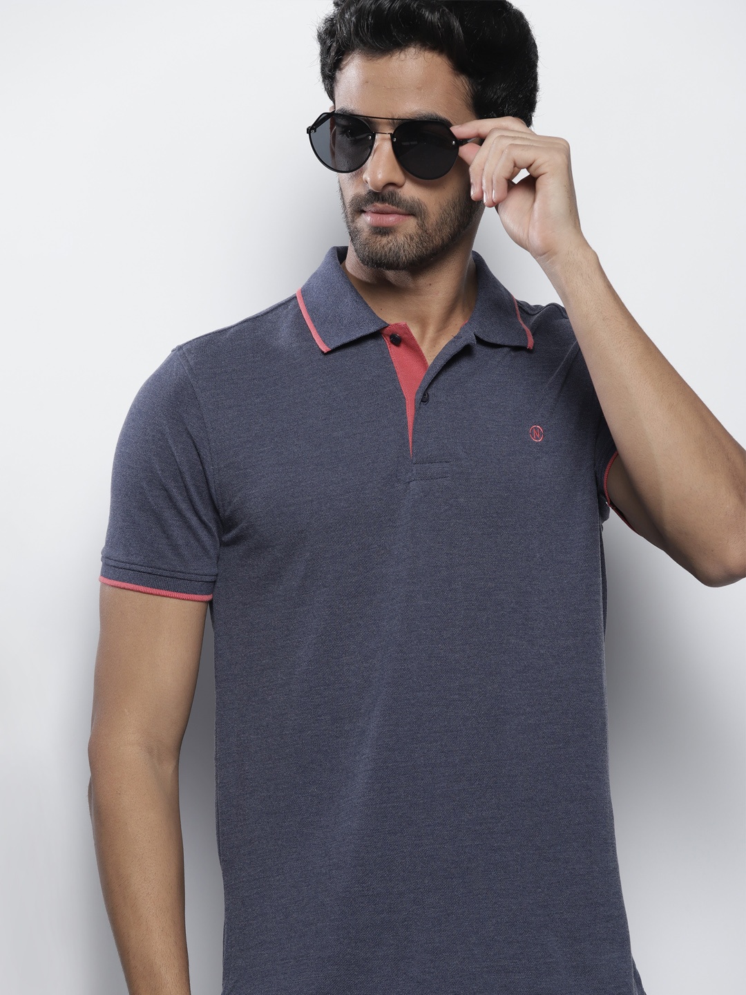

Nautica Men Navy Blue Solid Polo Collar T-shirt