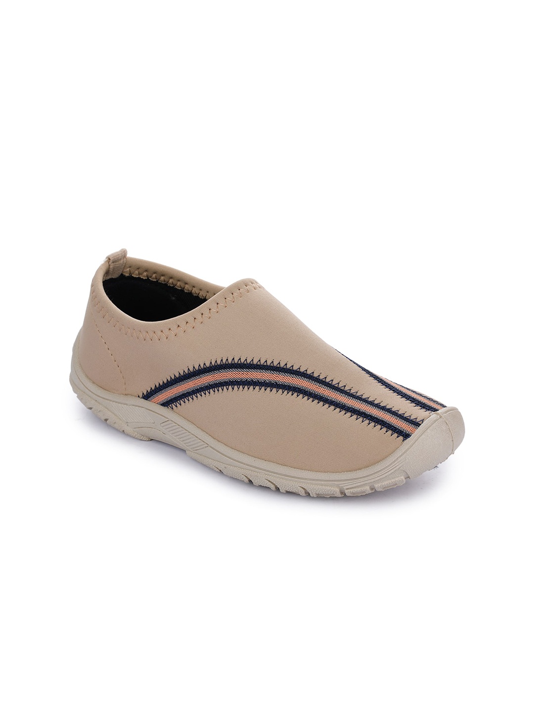 

Liberty Women Beige Striped PU Slip-On Sneakers