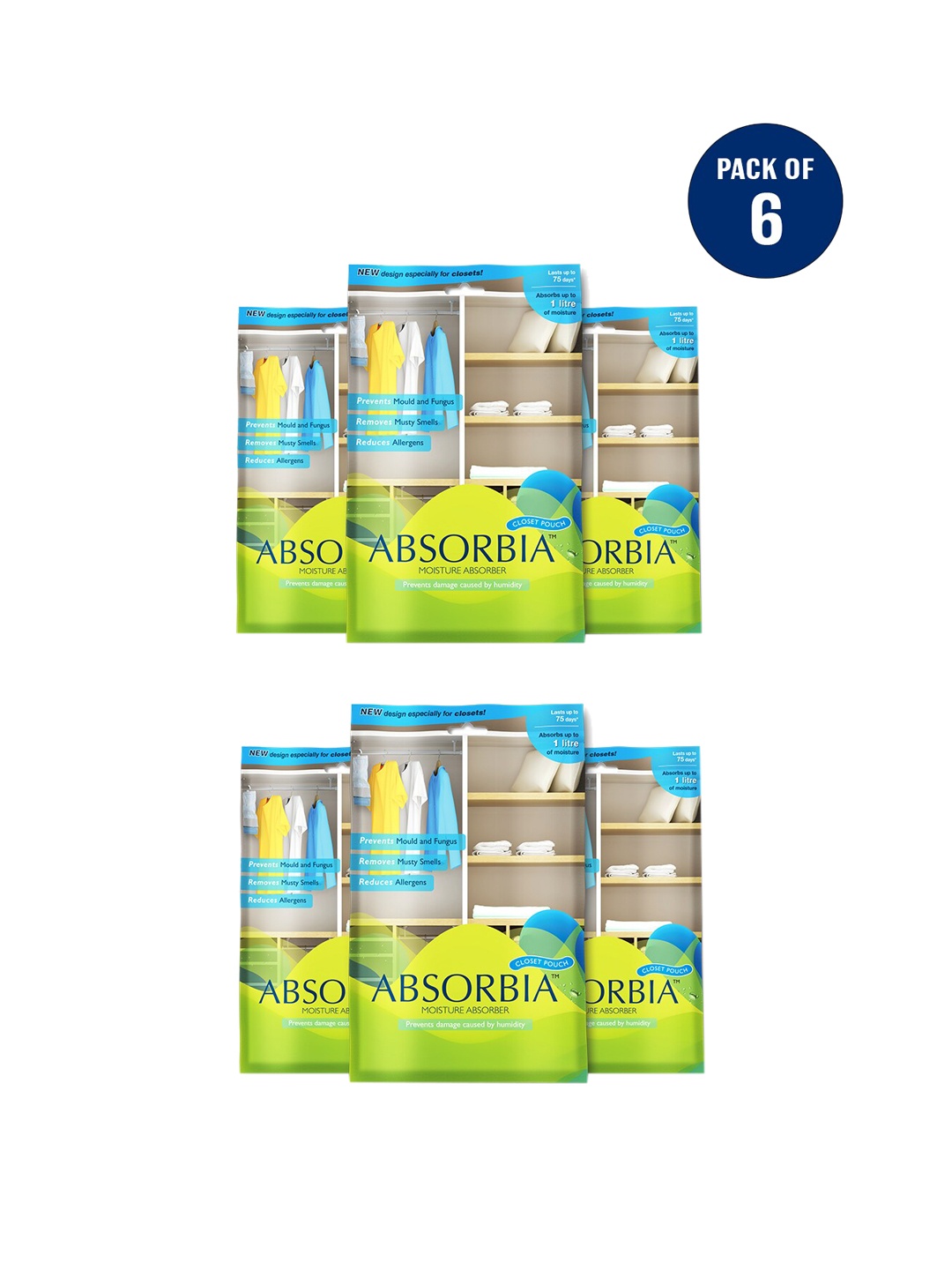 

Absorbia Pack of 6 Moisture Absorber, White