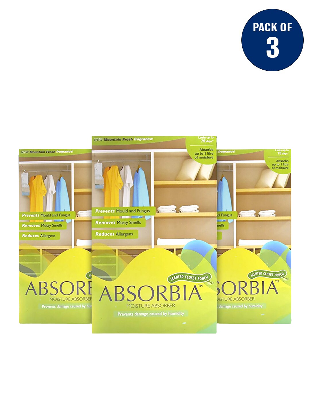 

Absorbia Pack Of 3 Moisture Absorber Hanging Pouch, White