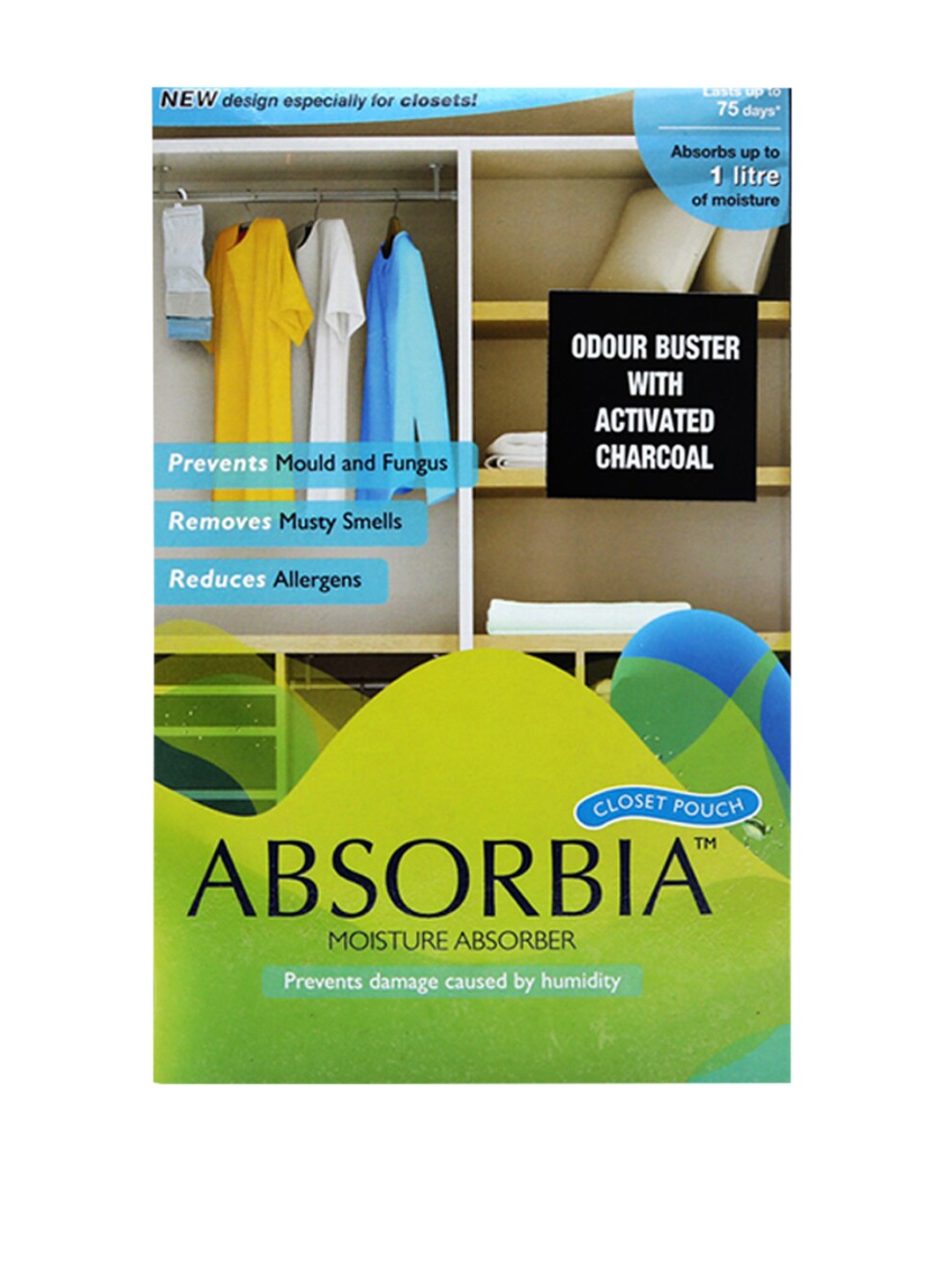 

Absorbia Hanging Pouch Moisture Absorber With Activated Charcoal, White