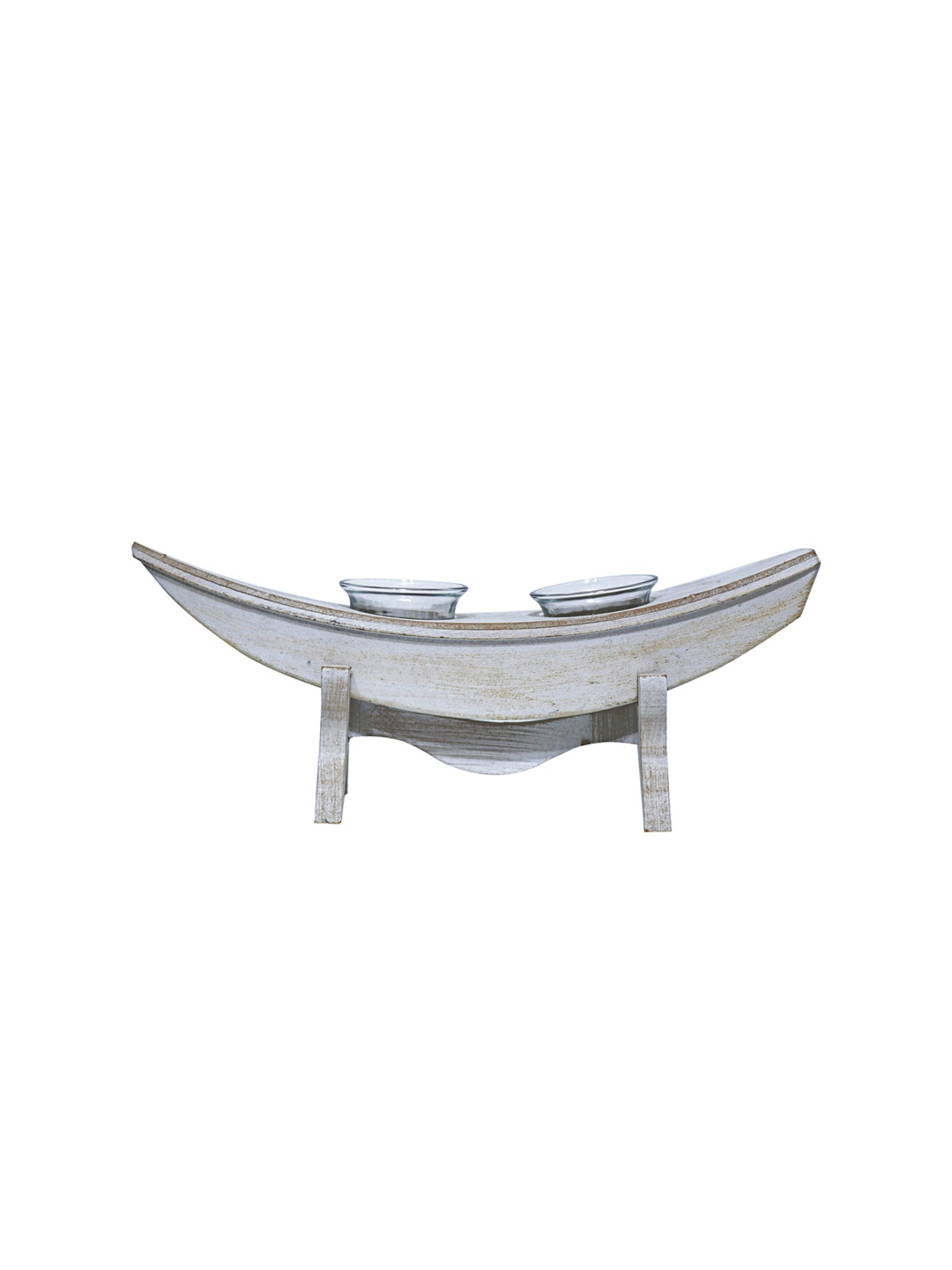 

THE WHITE INK DECOR White & Blue Textured Candle Holders