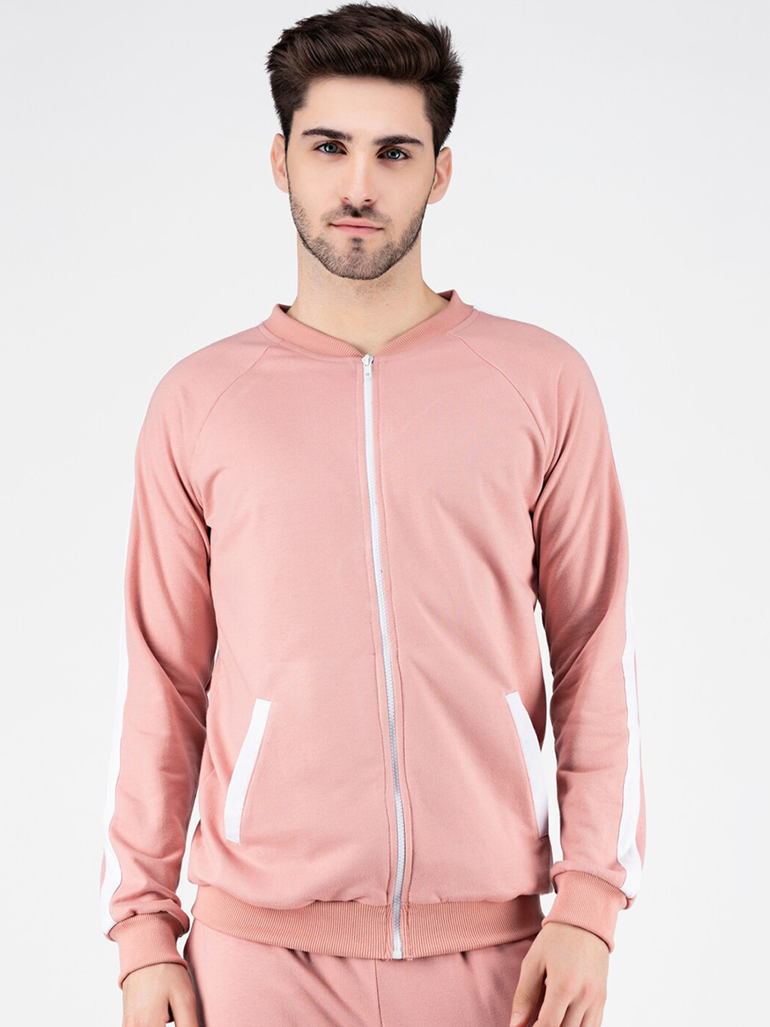 

FRATERNITY Men Pink Lightweight Outdoor Bomber Jacket